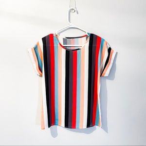 Multicolor striped t-shirt with cuffed sleeves